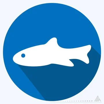 Icon Fish - Long Shadow Style Stock Illustration