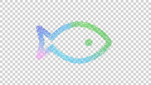 Icon fish is made up of LED square shapes. There are bright diodes and there are Ilustración de archivo