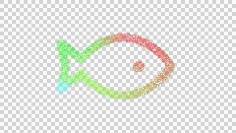 Icon fish is made up of LED square shapes. There are bright diodes and there are Ilustración de archivo