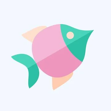 Icon Fish. related to BBQ symbol. flat style. design editable Stock Illustration
