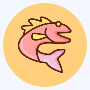 Icon Fish. suitable for Meat. flat style. simple design editable. design temp Stock Illustration