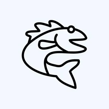 Icon Fish. suitable for Meat. line style. simple design editable. design temp Stock Illustration