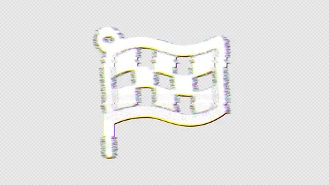 Icon flag finish is distorted. Glitch. Noise, chromatic aberration, geometric Stock Footage 303396815