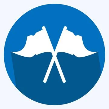Icon Flags - Long Shadow Style - Simple illustration,Editable stroke Illustrazione stock