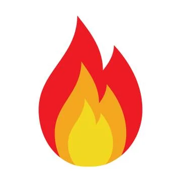 Icon flame, fire, glow. Danger sign, warning, attention. Vector on white back Stock Illustration