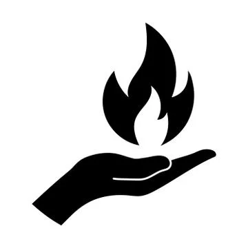 Icon of a flame on the palm of hand Stock Illustration