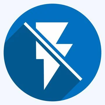 Icon Flash On - Long Shadow Style - Simple illustration,Editable stroke Stock Illustration