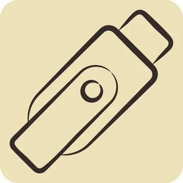 Icon Flashdisk. related to Computer symbol. hand drawn style. simple design.. Stock Illustration
