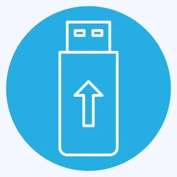 Icon Flashdisk. suitable for Computer Components symbol. blue eyes style. sim Stock Illustration