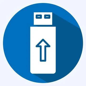 Icon Flashdisk. suitable for Computer Components symbol. long shadow style. s Stock Illustration