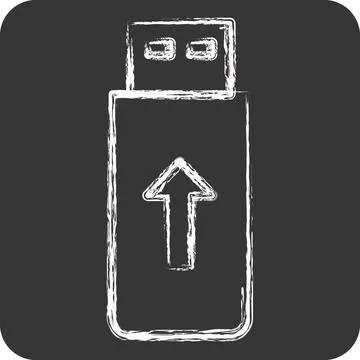 Icon Flashdisk. suitable for Computer Components symbol. chalk Style. simpl.. Stock Illustration