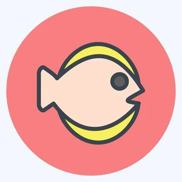 Icon Flat Fish. suitable for seafood symbol. color mate style. simple design  Stock Illustration