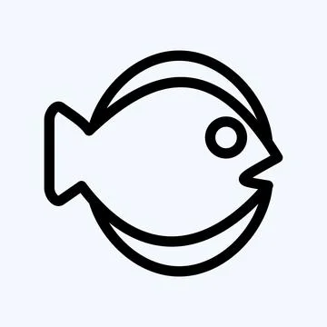 Icon Flat Fish. suitable for seafood symbol. line style. simple design editab Stock Illustration