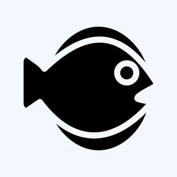 Icon Flat Fish. suitable for seafood symbol. glyph style. simple design edita Stock Illustration