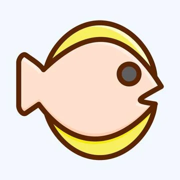 Icon Flat Fish. suitable for seafood symbol. flat style. simple design editab Stock Illustration