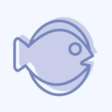 Icon Flat Fish. suitable for seafood symbol. two tone style. simple design ed Stock Illustration