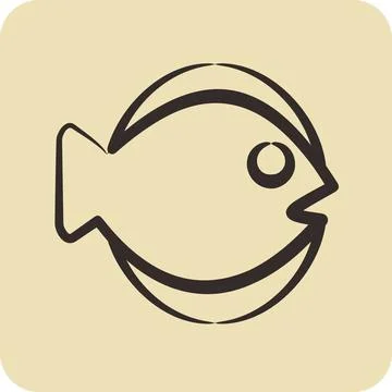 Icon Flat Fish. suitable for seafood symbol. hand drawn style. simple desig.. Stock Illustration