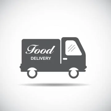 Icon with Flat Graphics Element of Food Delivery Car Vector Illu Illustrazione stock