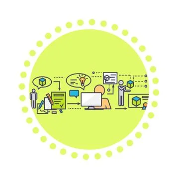 Icon Flat Style 3d Development Illustrazione stock