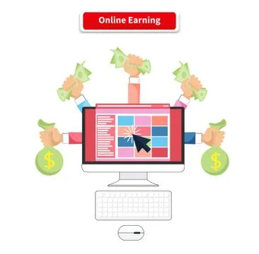 Icon Flat Style Concept Online Earning Stock Illustration