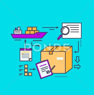 Icon Flat Style Design Maritime Shipping Stock Illustration