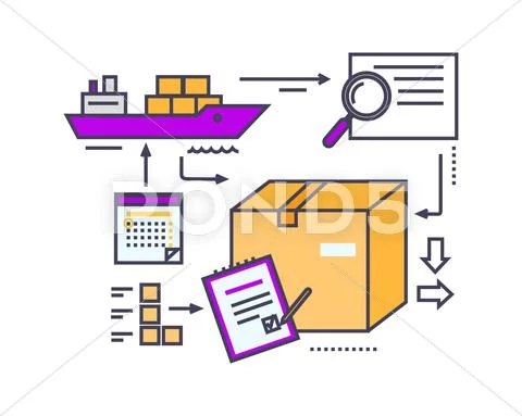 Icon Flat Style Design Maritime Shipping Stock Illustration