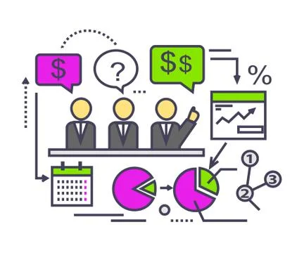 Icon Flat Style Design Performance Analysis Stock Illustration