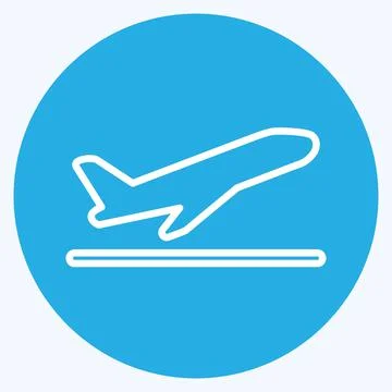 Icon Flight Takeoff. suitable for Infographics symbol. blue eyes style. simpl Stock Illustration