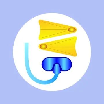 Icon flippers and mask for diving in circle Stock Illustration