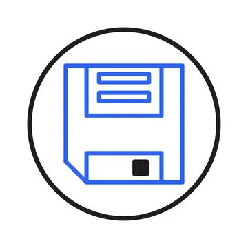 Icon of a Floppy Disk Within a Circular Frame Depicting Archival Computer S.. Stock-Illustration