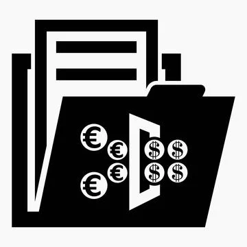 Icon folder and exchange euro to dollar. Stock Illustration
