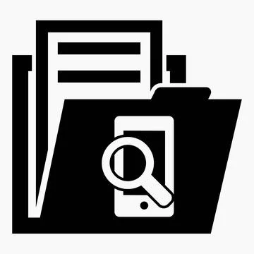Icon folder and search in the phone. Stock Illustration