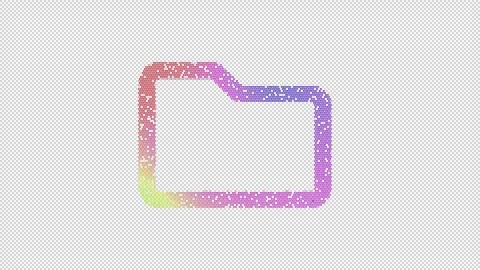 Icon folder is made up of LED square shapes that shimmer and flicker. There are Video stock 293285988