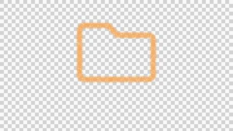 Icon folder is made of yellow grains of sand. Some grains of sand fall down. Illustrazione stock