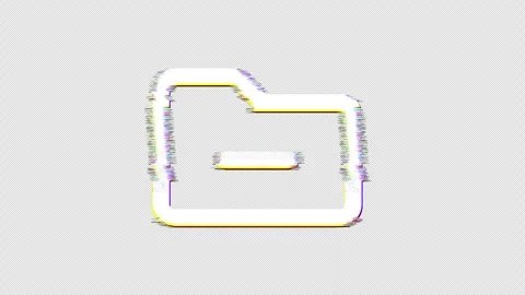 Icon folder minus is distorted. Glitch. Noise, chromatic aberration, geometric Stock Footage 303396280