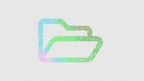 Icon folder open is made up of LED square shapes that shimmer and flicker. There Video stock 293285224