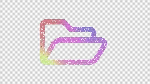 Icon folder open is made up of LED square shapes that shimmer and flicker. There Video stock 293286071