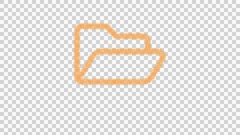 Icon folder open is made of yellow grains of sand. Some grains of sand fall 스톡 일러스트