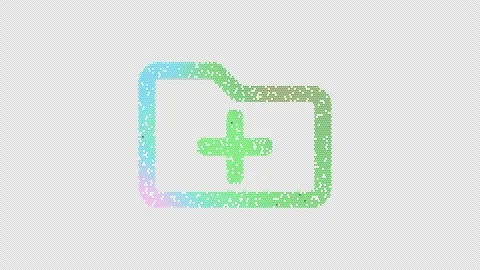 Icon folder plus is made up of LED square shapes that shimmer and flicker. There Video stock 293285778