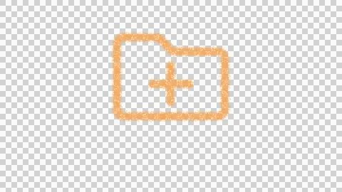 Icon folder plus is made of yellow grains of sand. Some grains of sand fall Illustrazione stock
