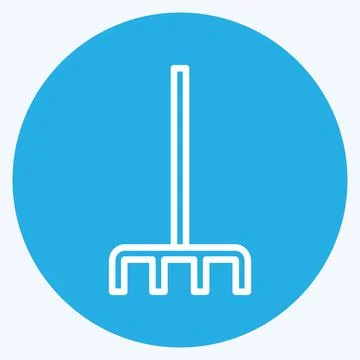 Icon Fork picking leaves. suitable for garden symbol. blue eyes style. simple Illustration