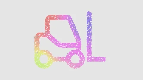 Icon forklift is made up of LED square shapes that shimmer and flicker. There 動画素材 297440929