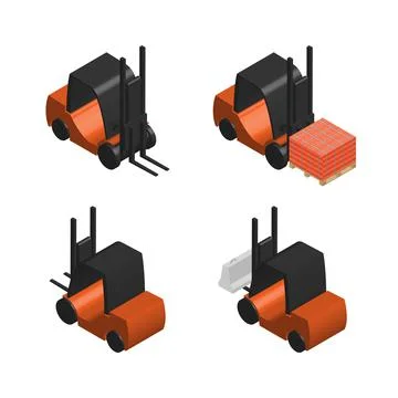 Icon forklift mini loader, 3D vector illustration. Illustrazione stock