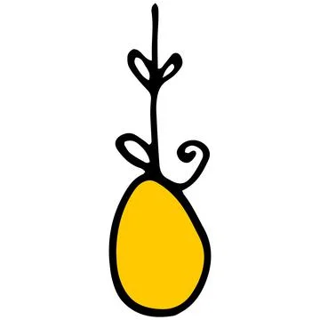 An icon in the form of a colored yellow Easter egg on a ribbon with a bow. a Stock Illustration