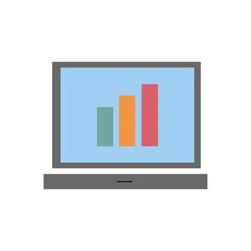 Icon in the form of a computer with the designation of the analytics sign Illustrazione stock
