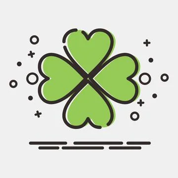 Icon four leaf clover. St. Patrick's Day celebration elements. Icons in MBE.. Stock Illustration