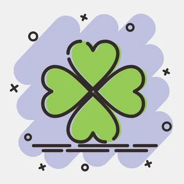 Icon four leaf clover. St. Patrick's Day celebration elements. Icons in com.. Illustrazione stock
