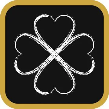 Icon four leaf clover. St. Patrick's Day celebration elements. Icons in cha.. Stock Illustration