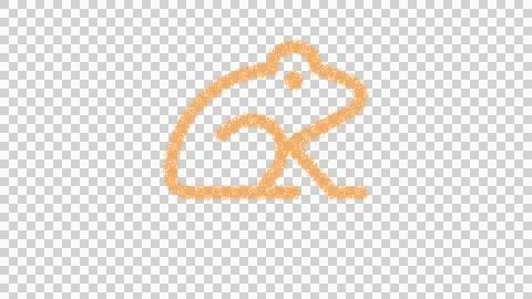 Icon frog is made of yellow grains of sand. Some grains of sand fall down. Stock Illustration