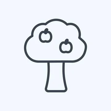 Icon Fruit Tree. suitable for Garden symbol. line style. simple design editab Illustrazione stock